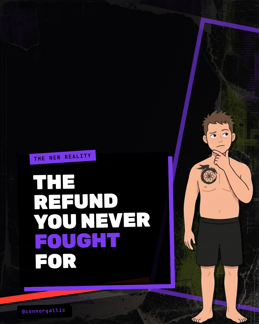 Bold text on dark background